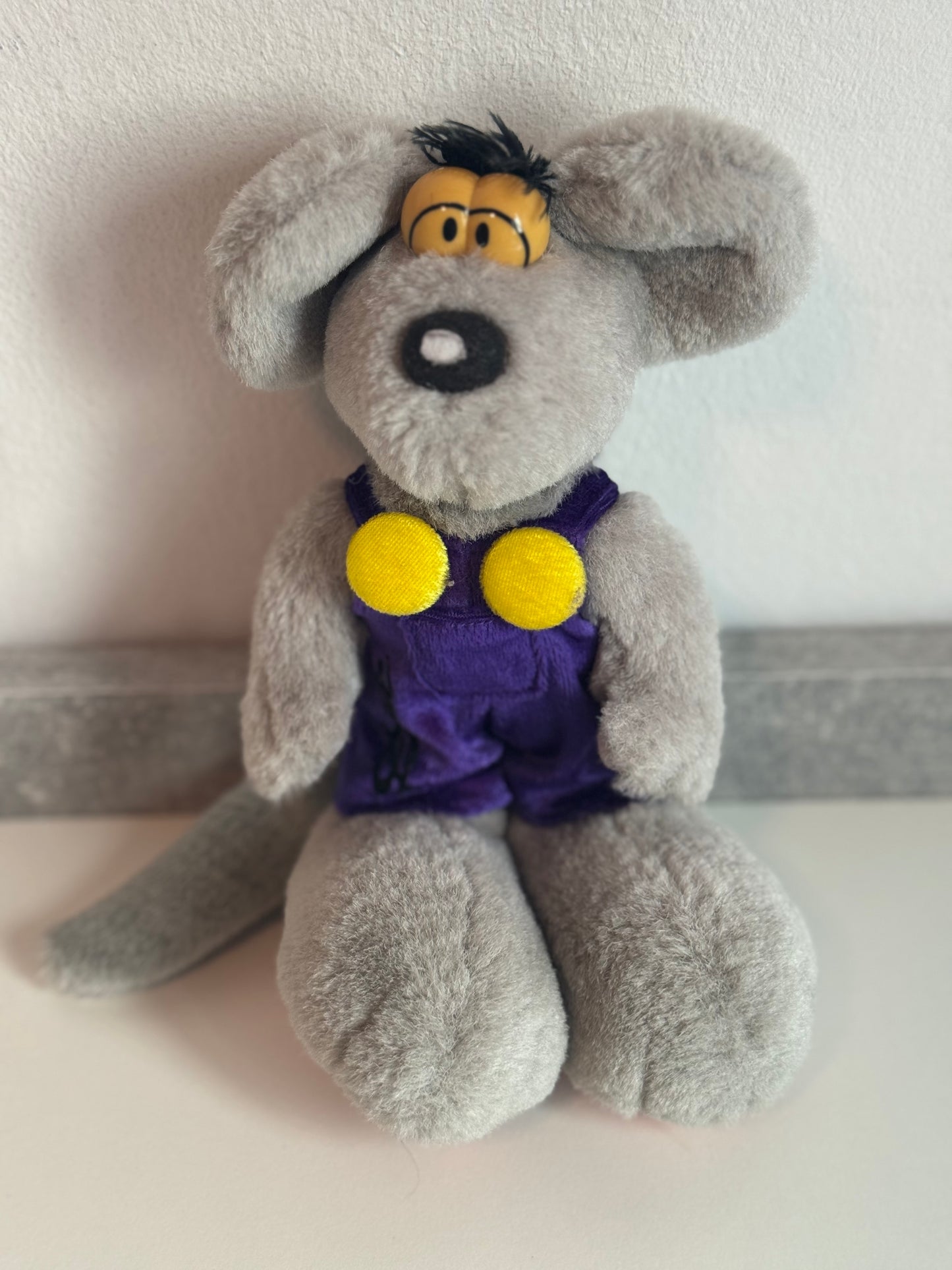 Diddl Grau mit Lila Latzhose Klein