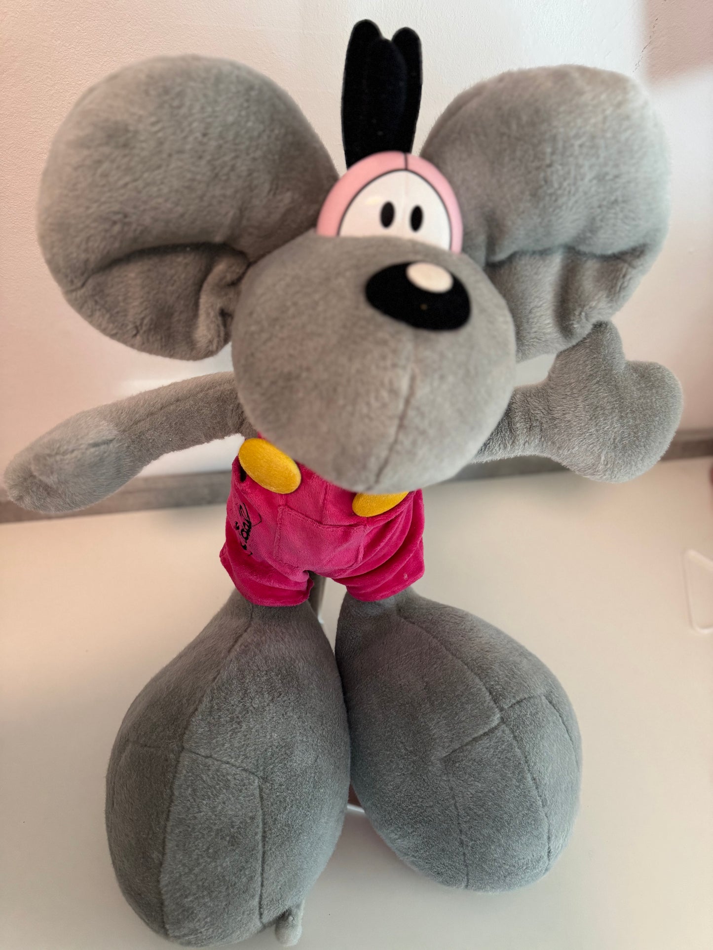 Diddl Grau mit Pinker Latzhose 60cm Groß