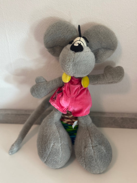 Diddl Grau mit Pinker Latzhose