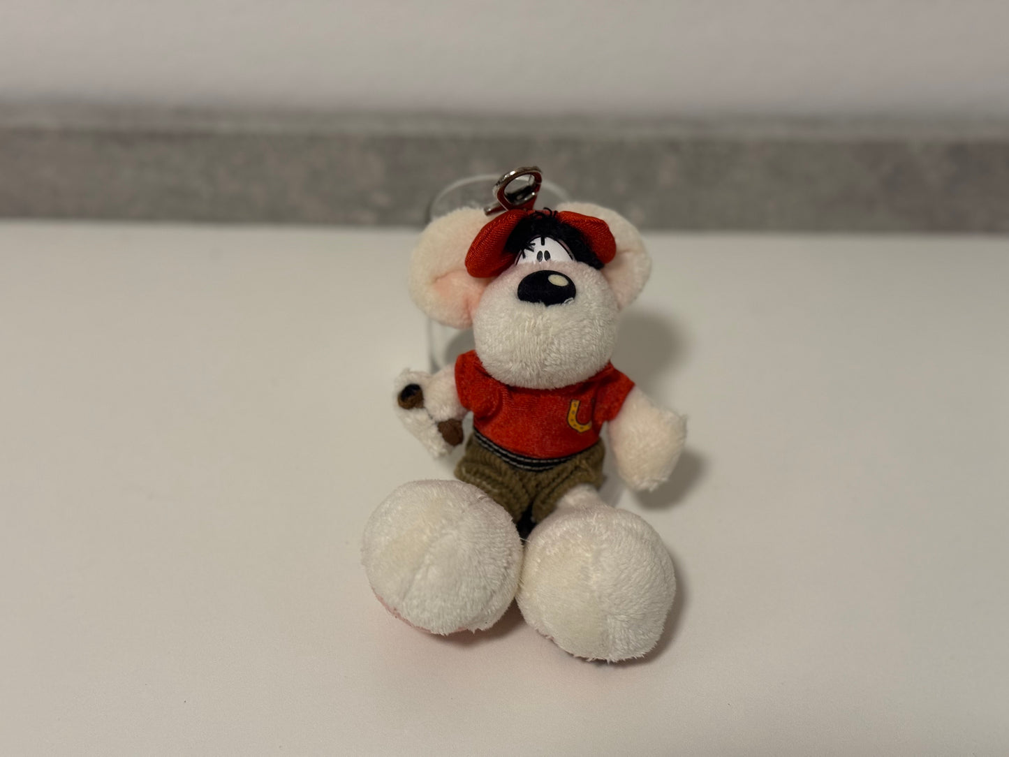 Diddl Weiß mit rotem T-Shirt Schlüsselanhänger