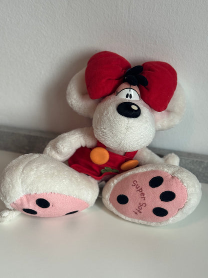 Diddlina Weiß mit Roter Schleife und Kleid Groß Knuddel Edition