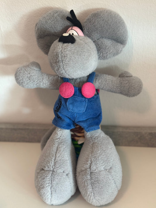 Diddl Grau mit Blauer Latzhose