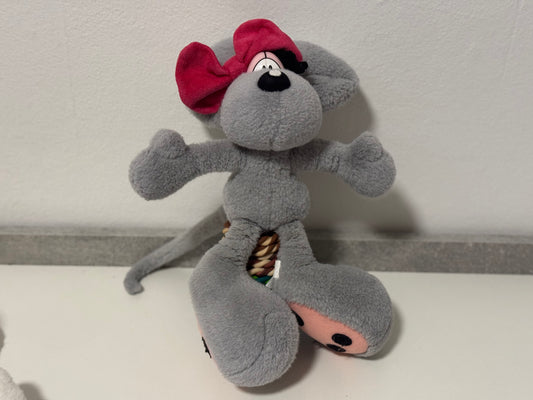 Diddl Grau mit Roter Schleife