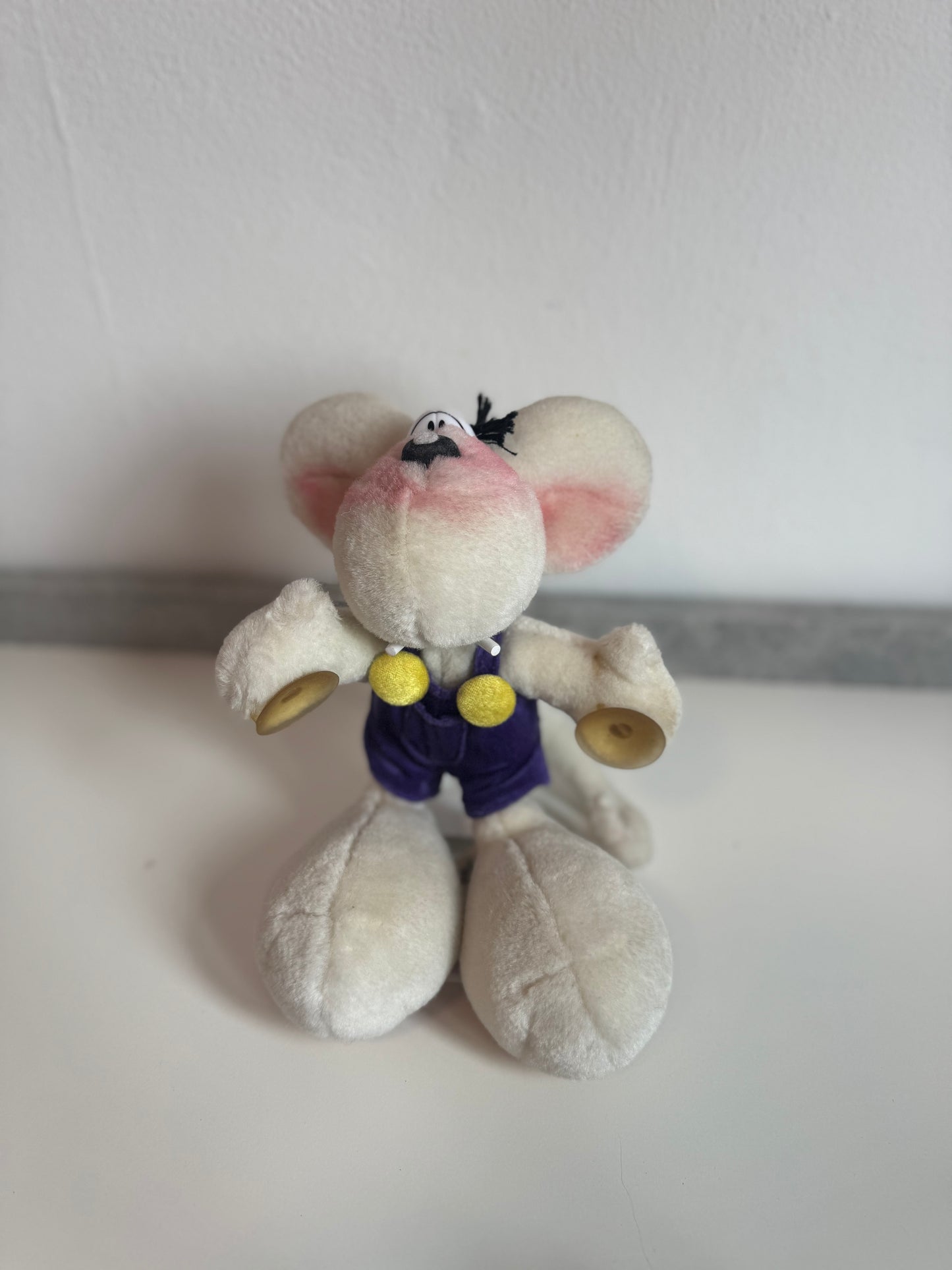 Diddl Latzhose Blau und Gelben Knöpfen mit Saugnäpfe klein