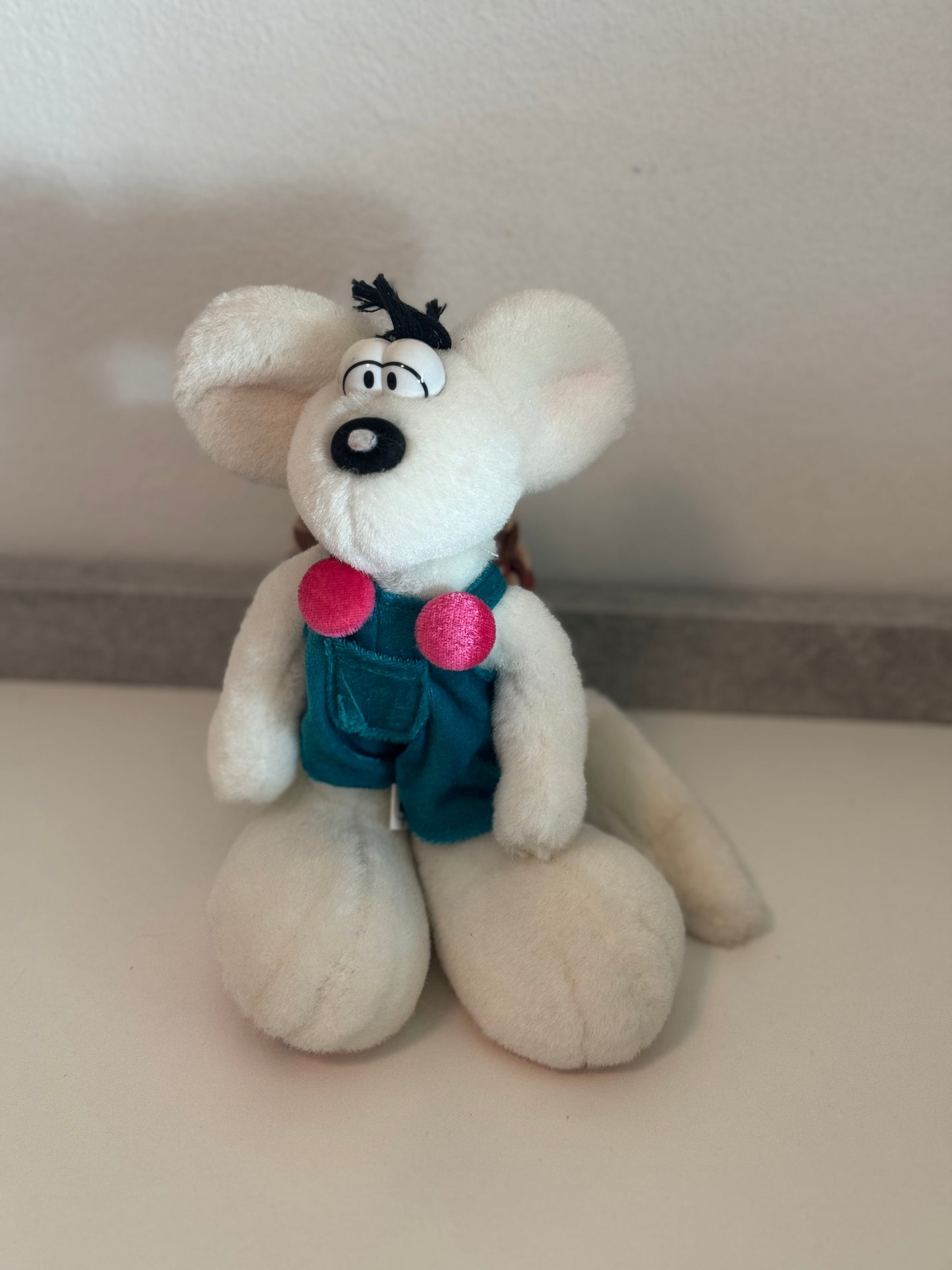 Diddl Weiß mit Türkiser Latzhose Klein