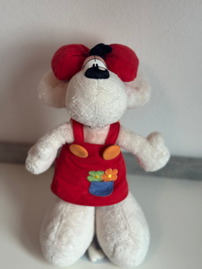 Diddlina Weiß mit Roter Schleife und Kleid Groß Knuddel Edition