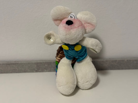 Diddl Weiß mit Türkiser Latzhose und Saugnäpfen Klein