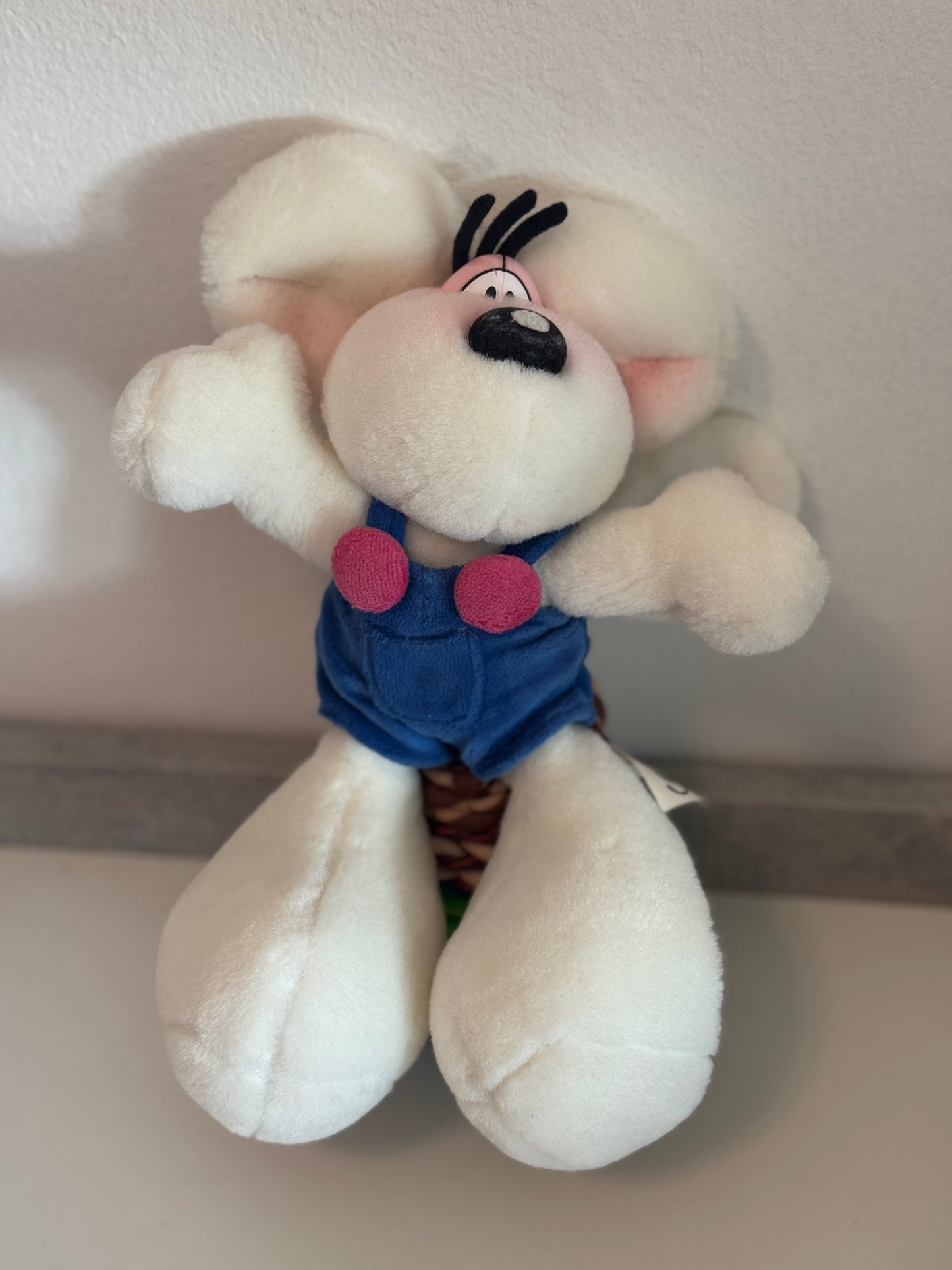 Diddl Weiß mit Blauer Latzhose