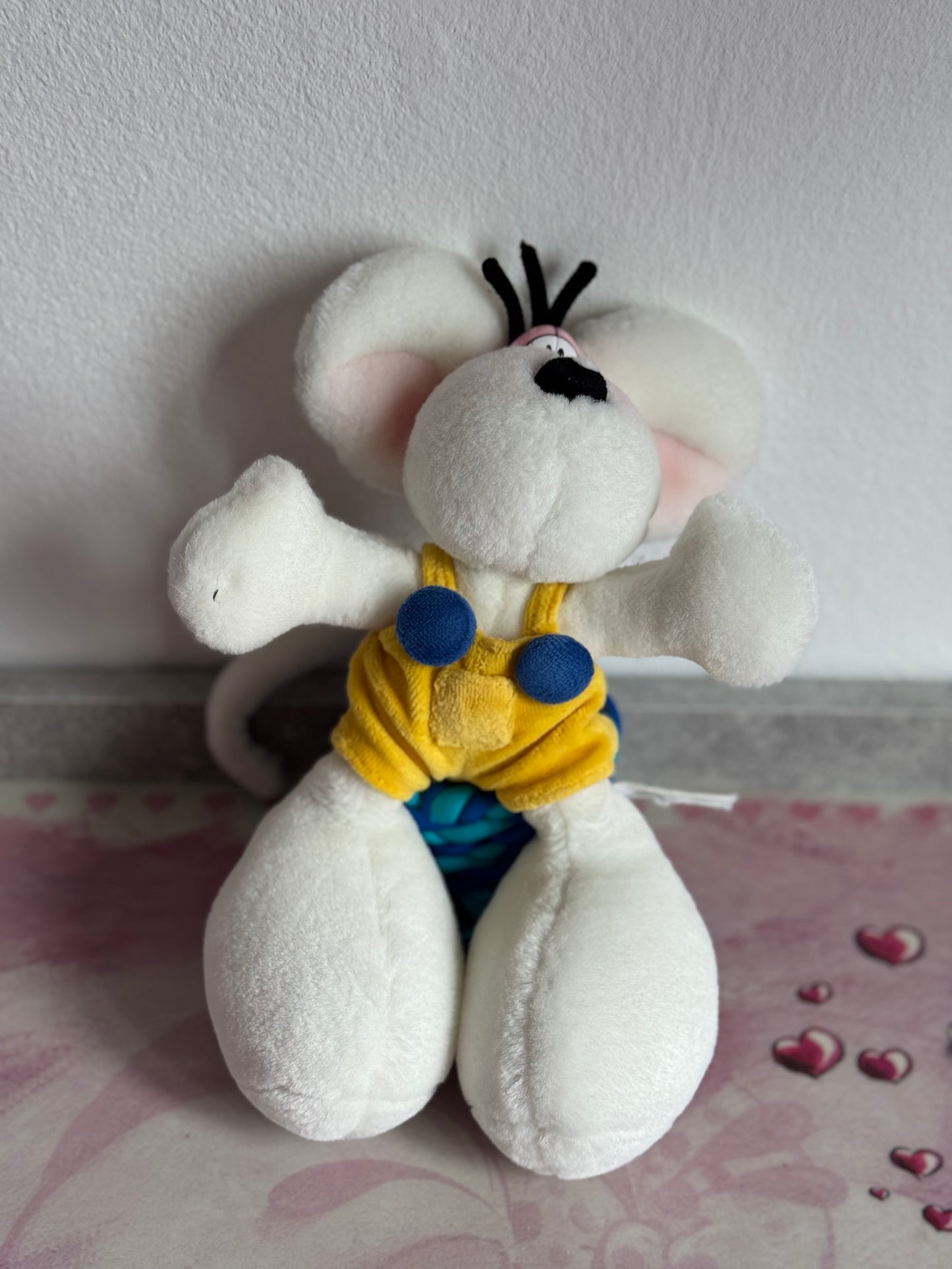 Diddl Weiß mit gelber Latzhose Klein