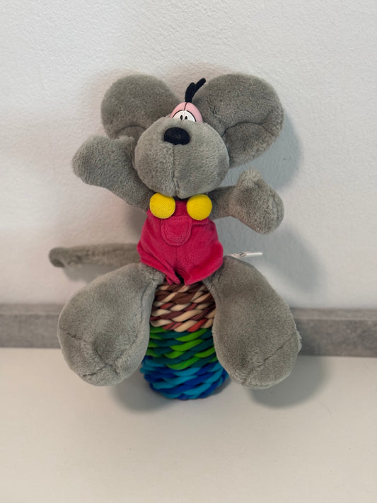 Diddl Grau mit Pinker Latzhose Klein