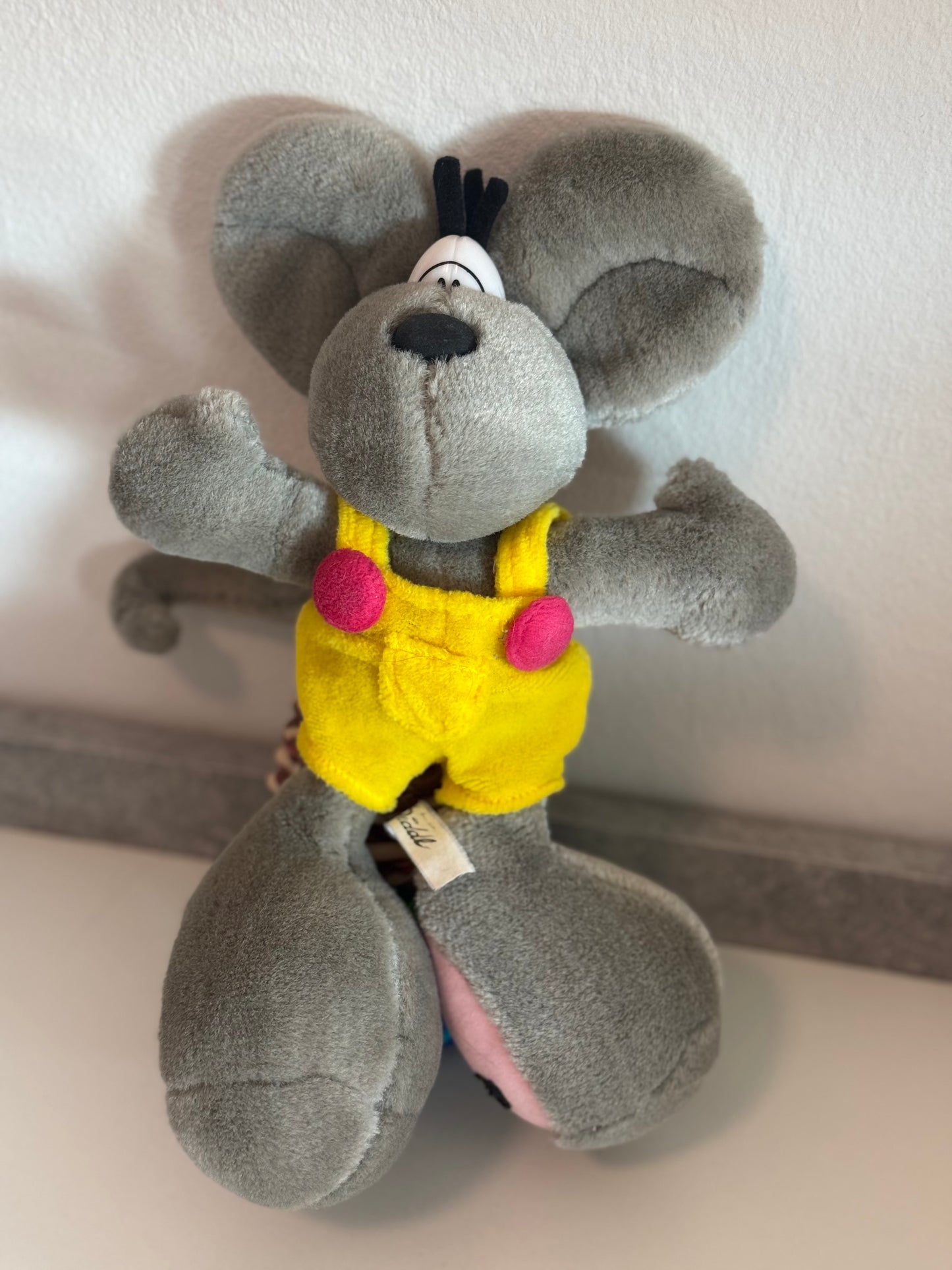 Diddl Grau mit Gelber Latzhose Klein