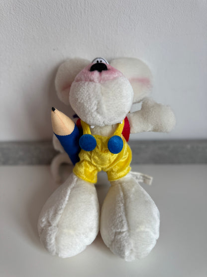 Diddl Weiß mit Stift und Schultasche klein